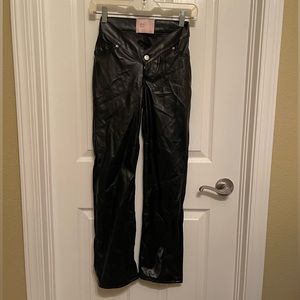 Revice denim leather "v" pants